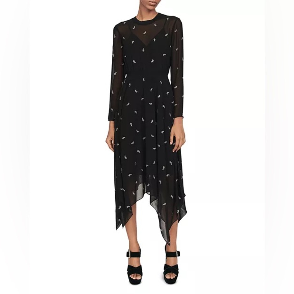 Maje Rabilo Paisley-Embellished Midi Dress